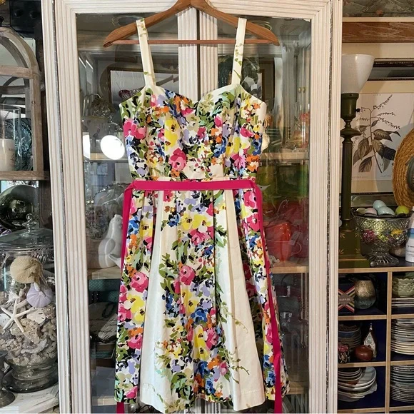 Jessica Howard | Dresses | Jessica Howard White Pink Floral A Line Dress P  | Poshmark